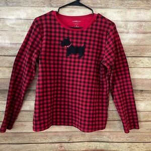 Croft & Barrow Women’s Red/Black Buffalo Plaid Scottie Long Sleeve Shirt Size M
